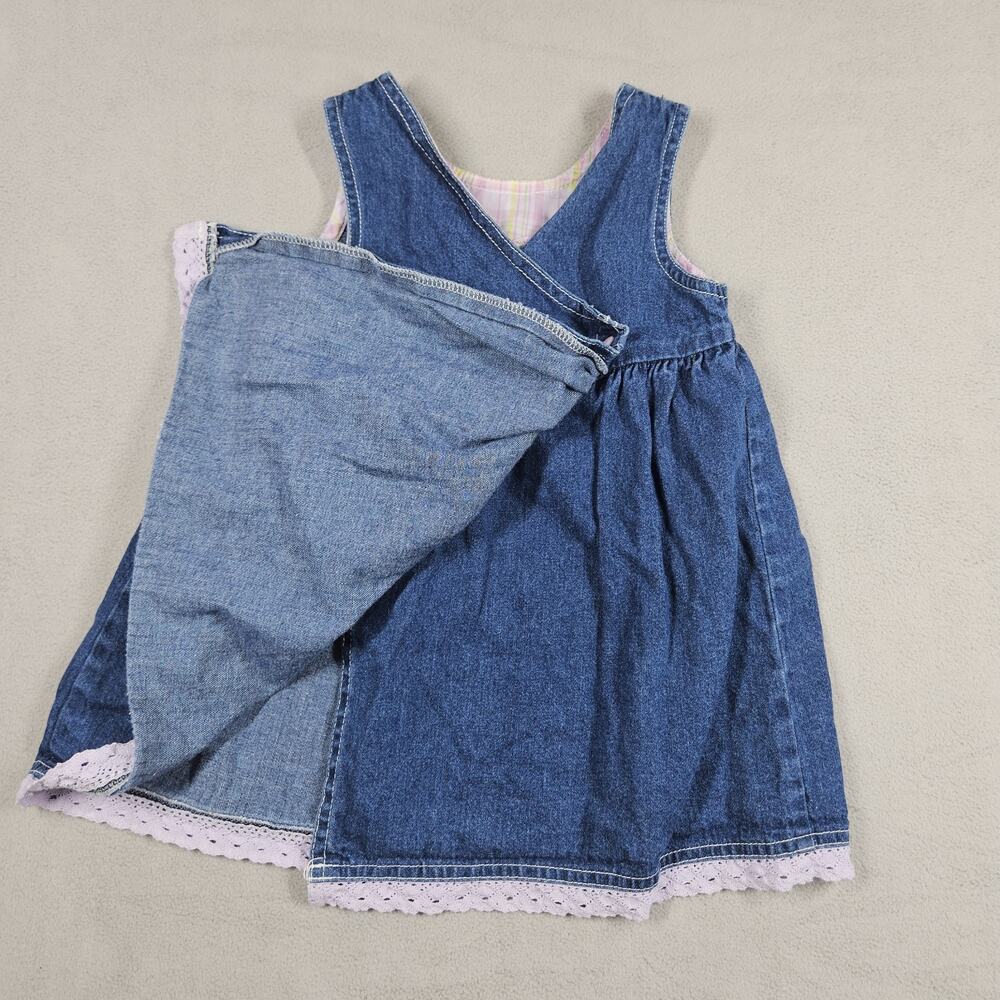 Vintage Sesame Street Dress‎ Girls 24 Months Denim Embroidered Floral Bunny Y2K - Picture 8 of 11